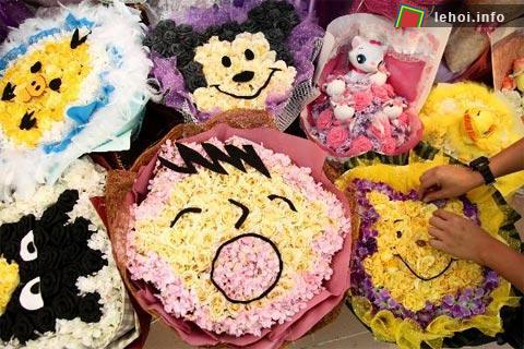Một cửa hàng hoa tại Macao chuyên bán những bó hoa hình các con vật rất ngộ nghĩnh và đáng yêu. Ảnh: Xinhua.&nbsp;