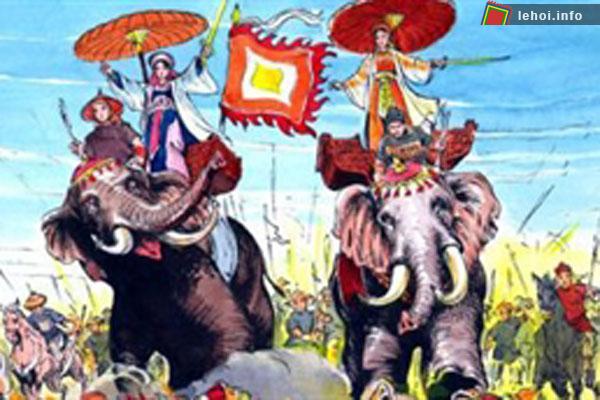 Tranh vẽ cuộc khởi nghĩa Hai Bà Trưng