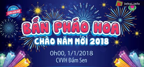 Bắn pháo hoa chào đón năm mới tại công viên Văn hóa Đầm Sen