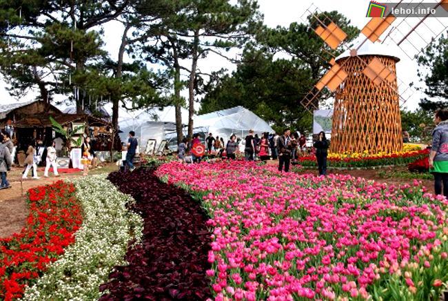 Một góc không gian trang trí tại Festival hoa Đà Lạt